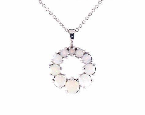 14K White Gold Graduated Opal Necklace