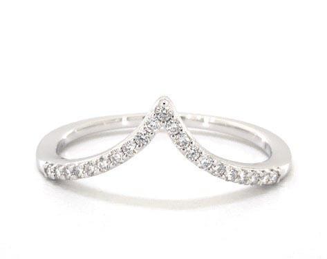 14K White Gold Deep V Diamond Ring