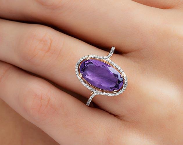 18K White Gold Octogan Amethyst and Diamond Earrings
