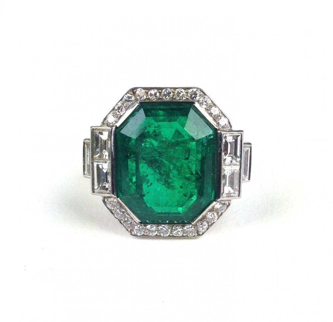 Art Deco emerald and diamond ring
