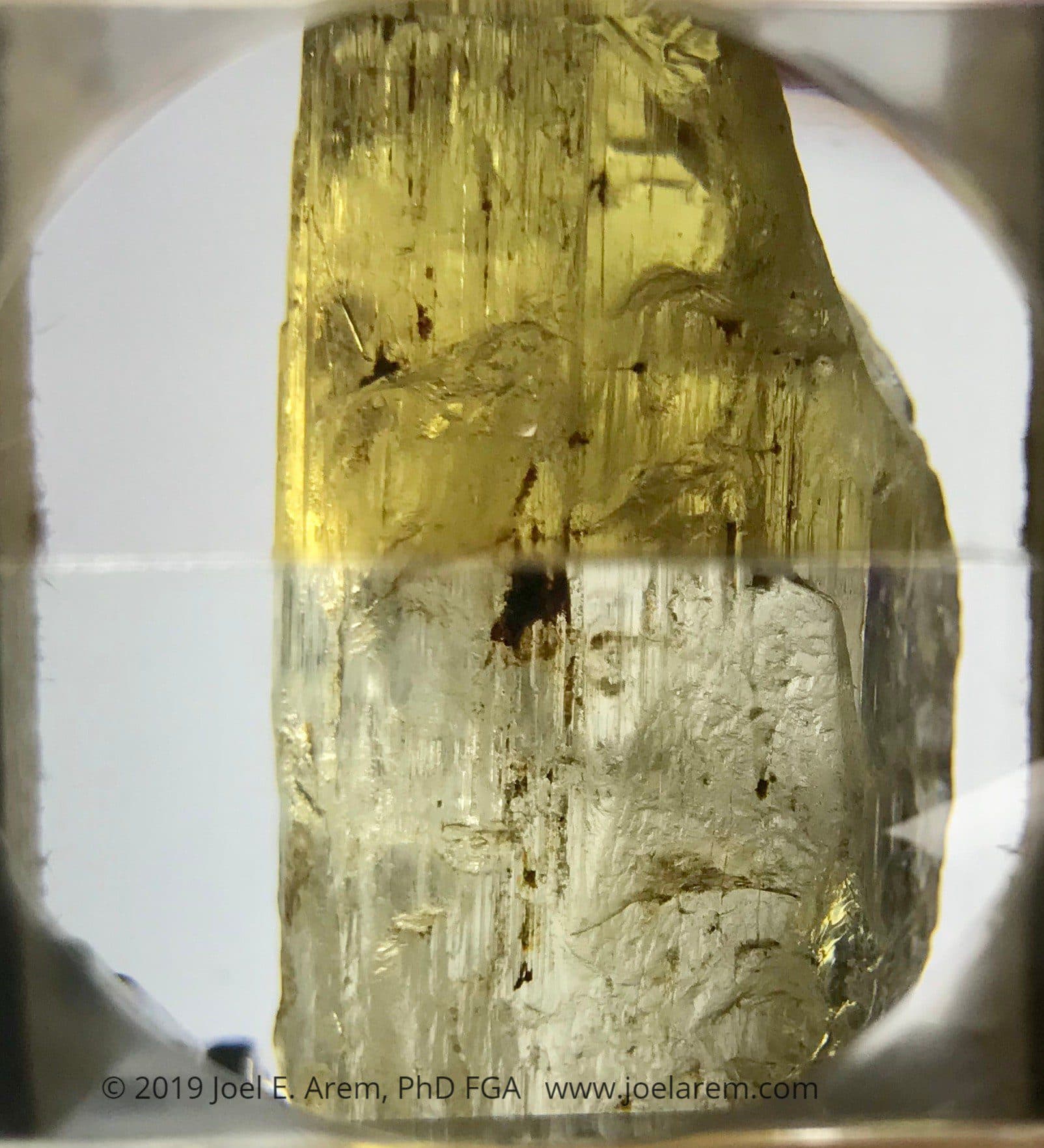 dichroic scapolite viewed from the side