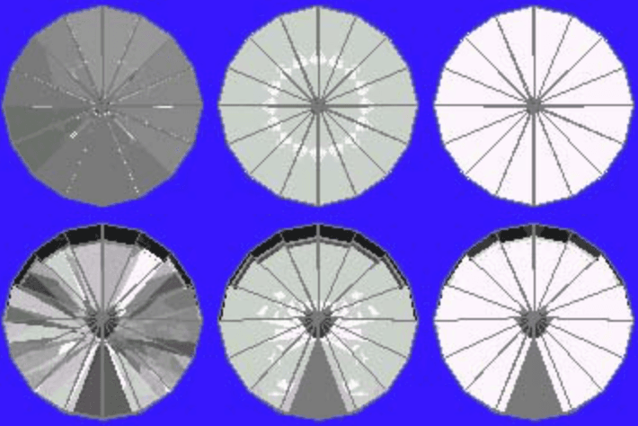 43° Pavilion and 13° Crown Ray Traces