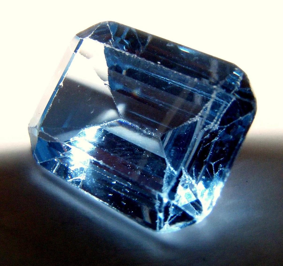 Blue Aquamarine Faceted Emerald Cut