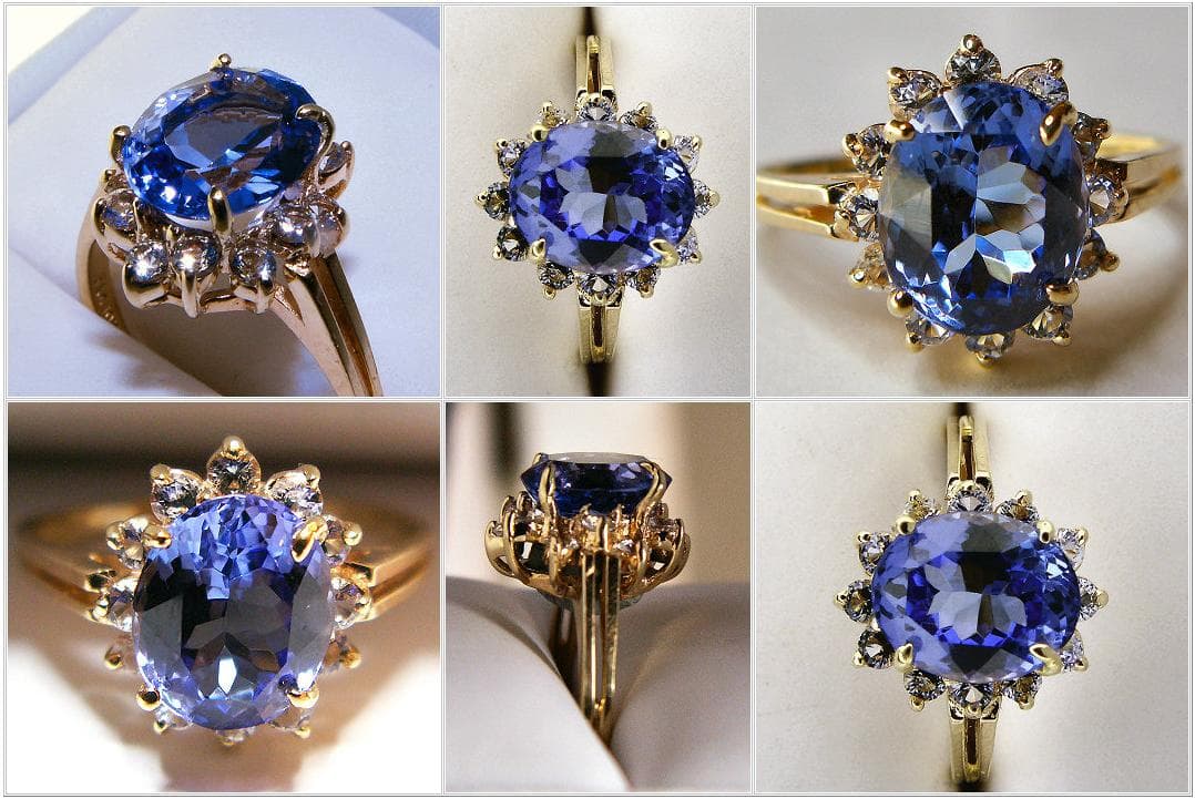 tanzanite, diamond, and gold ring - grading set gemstones