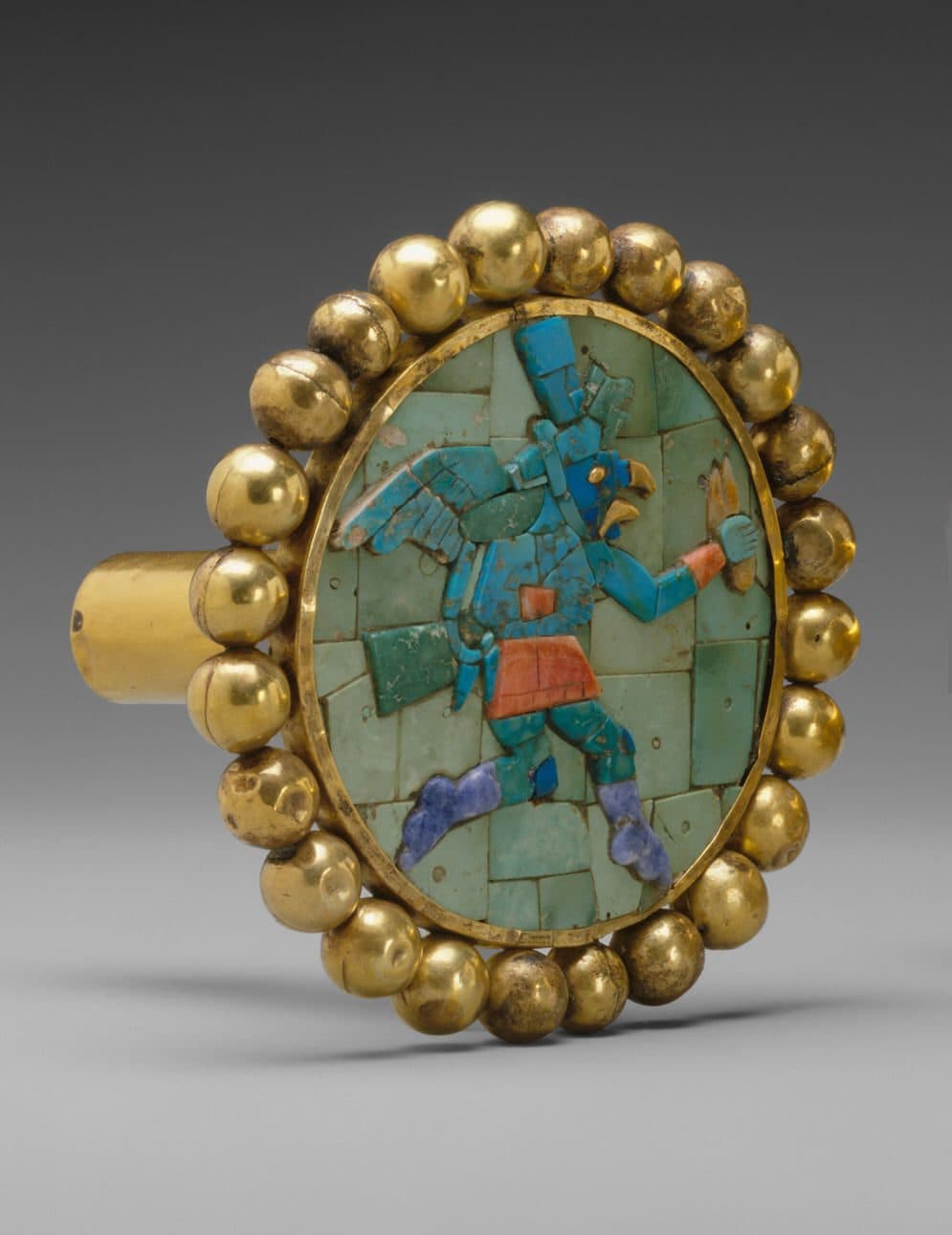 turquoise inlay ear ornament - Peru