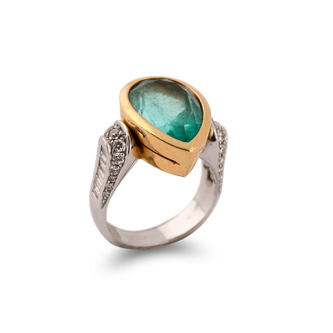 ring with fracture-filled emerald
