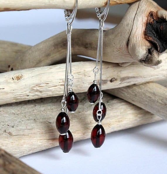 amber buying - cherry amber dangle earrings