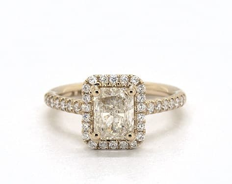 diamond shape - radiant diamond halo engagement ring