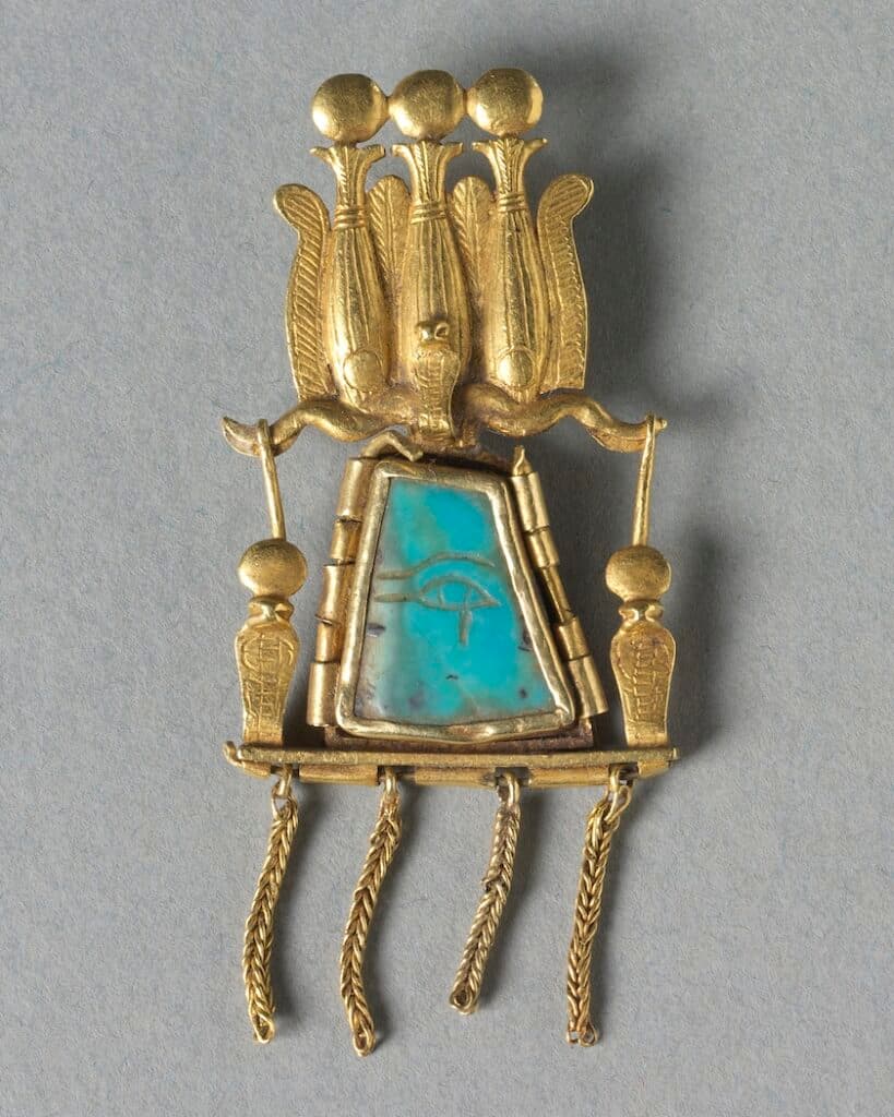 gold and turquoise Egyptian pendant