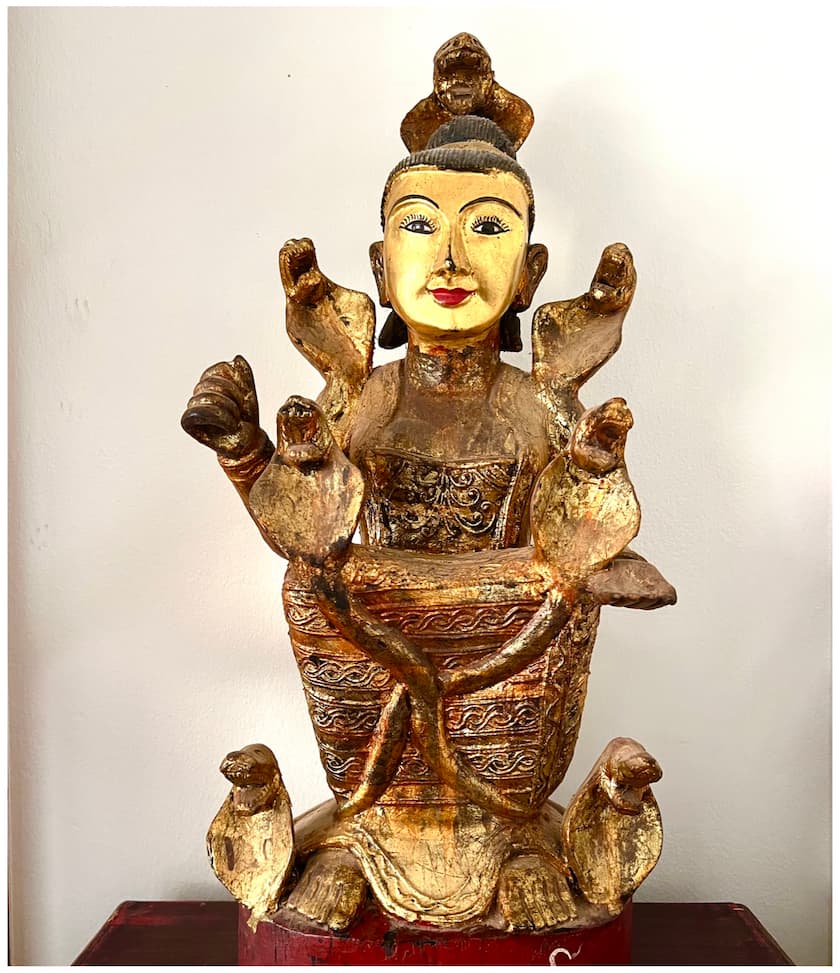 Carved and gilt wooden Burmese temple nat