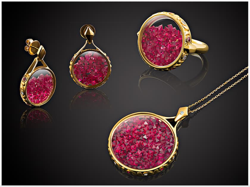 Jedi spinel and synthetic sapphire jewelry