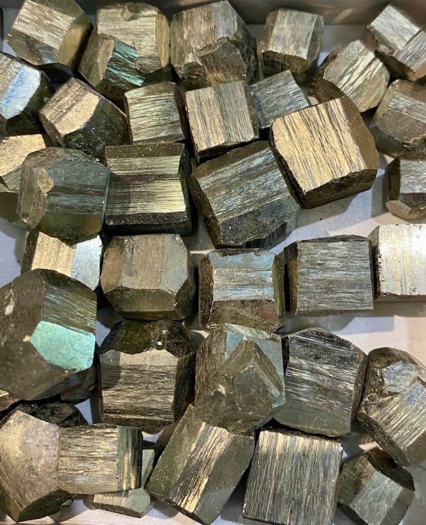 pyrite crystals showing striations - sulfides