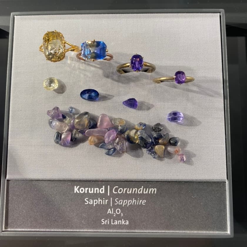 corundum - rough and cut display - oxides