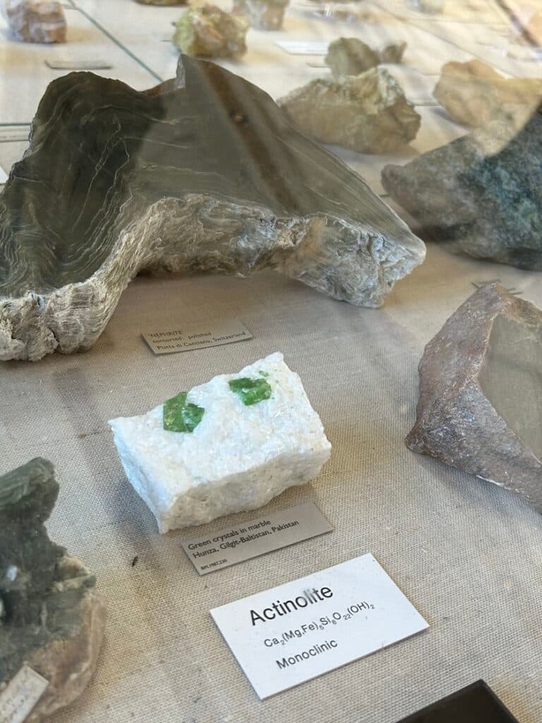 actinolite crystals and nephrite slab