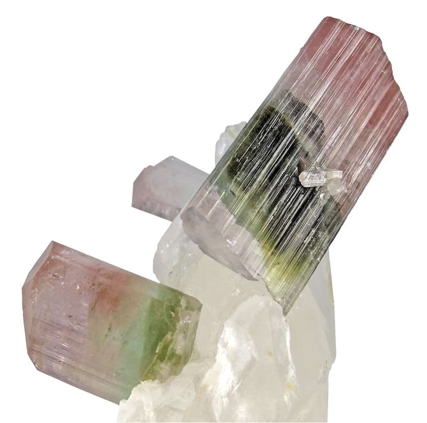 prismatic tourmaline crystals on quartz - crystallography