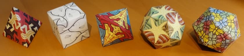 M. C. Escher motifs - Platonic solids