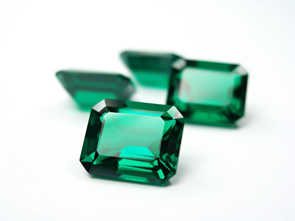Emerald-cut green sapphires