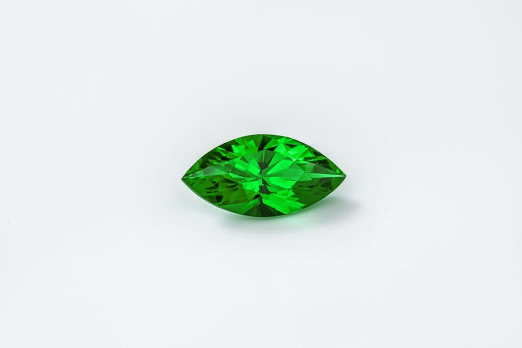 Green emerald in marquise cut