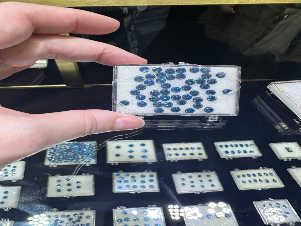 atural irradiated blue diamonds