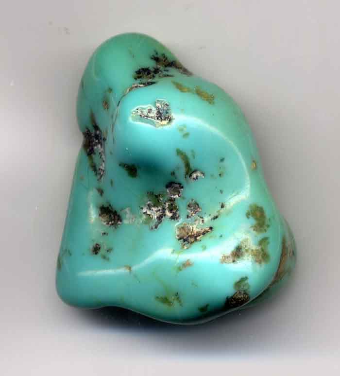 A polished turquoise pebble.