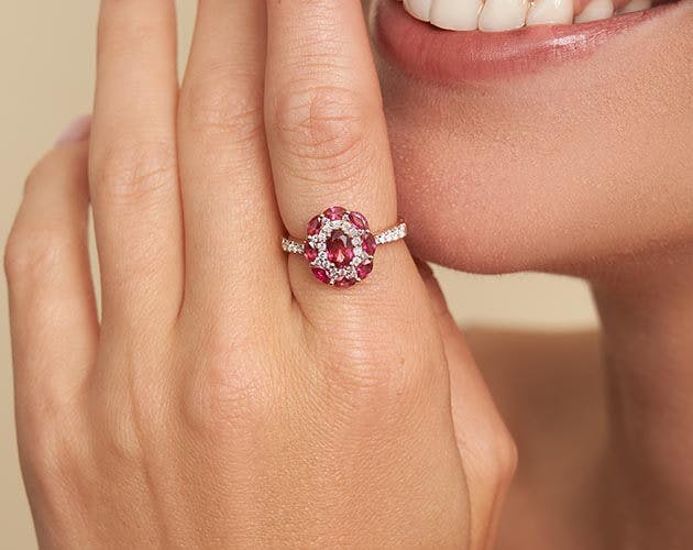 14K Rose Gold Imperial Ruby and Diamond Ring