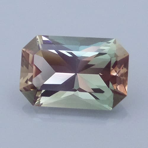 Finished version of Mixed Emerald Cut Dichroic Sunstone