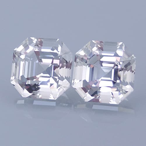 Finished version of Asscher Style Square Emerald Cut Goshenite Beryl