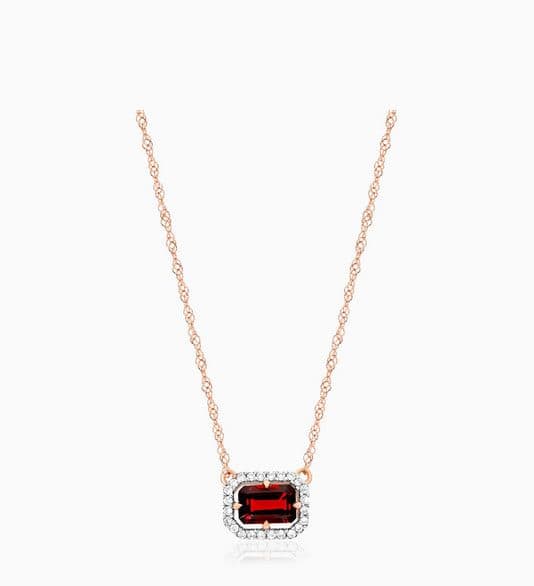 14K Rose Gold Garnet and Diamond Floating Halo Necklace James Allen
