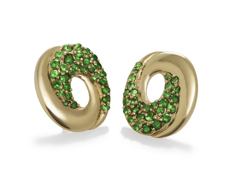 garnet buying - tsavorite Galaxy Post Earrings