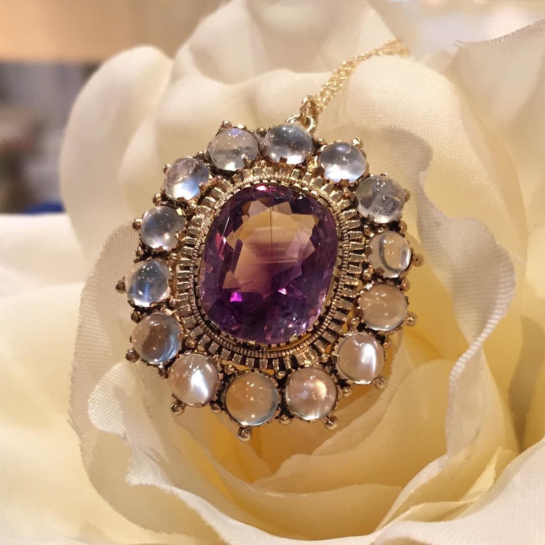 moonstone buying - victorian amethyst and moonstone pendant