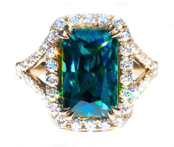 zircon buying - blue zircon and diamond ring
