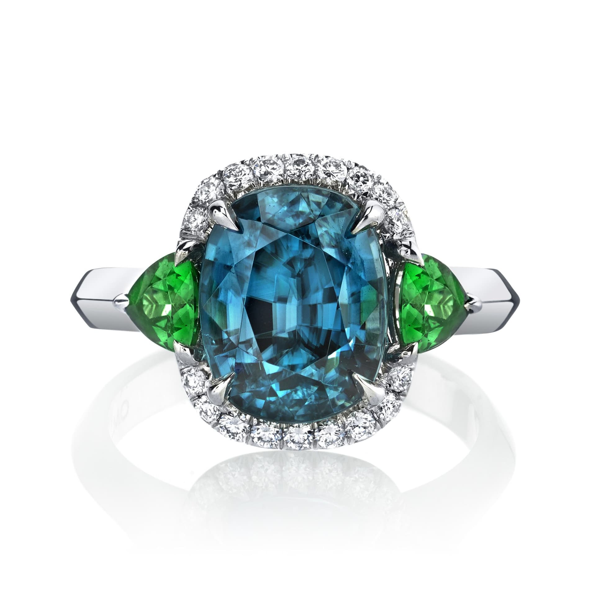 zircon buying - blue zircon and tsavorite ring