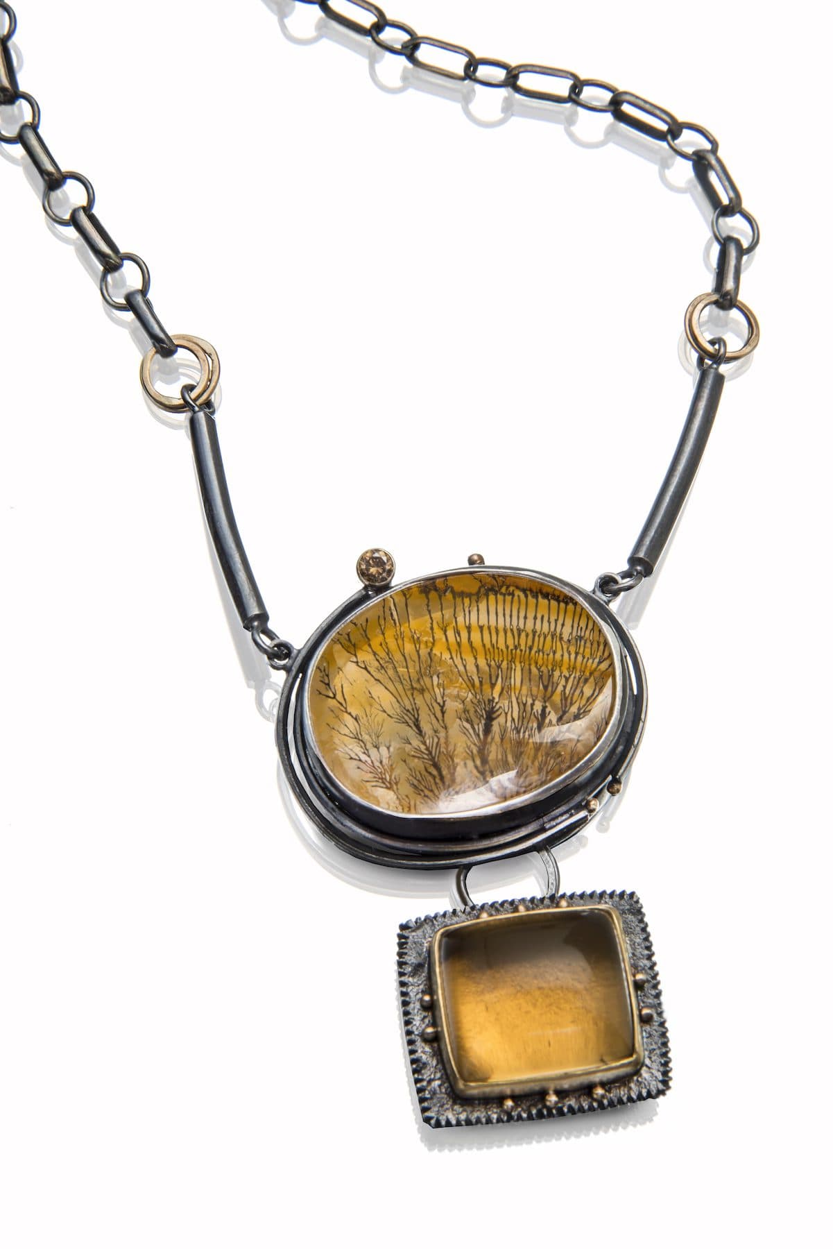 crystalline quartz buying - dendritic quartz and citrine necklace
