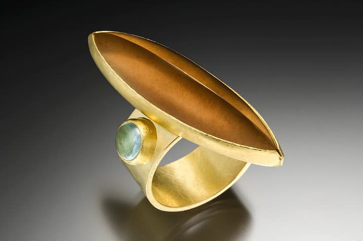 crystalline quartz buying - smoky quartz and aquamarine ring