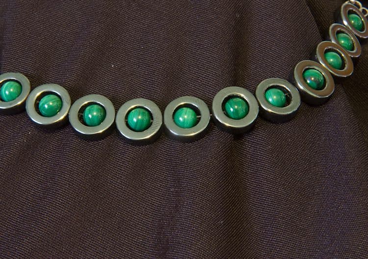 lapidary health hazards - malachite and hematite necklace