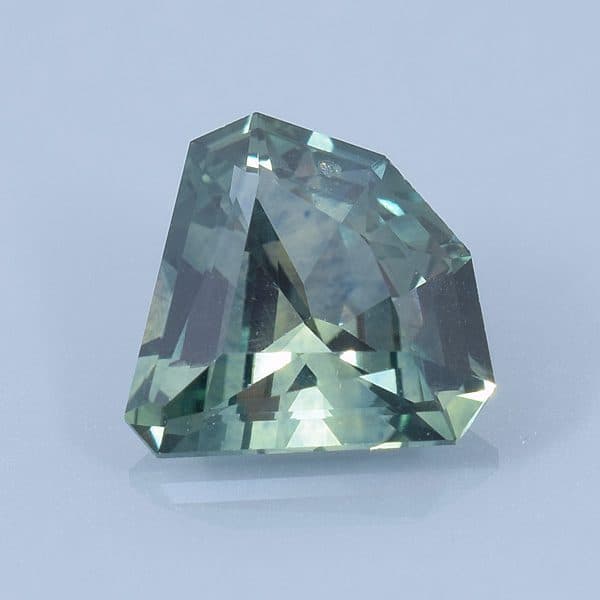 Finished version of Custom Shield Cut Sapphire