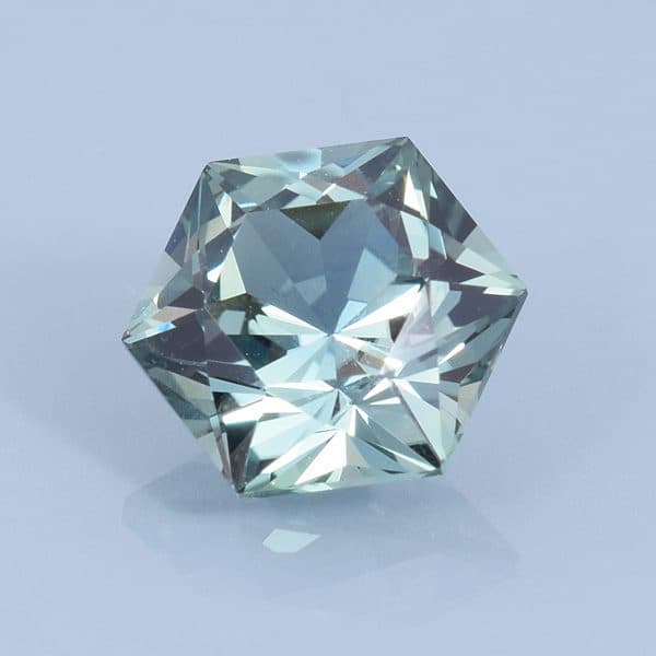 Finished version of Barion Hexagon Cut Sapphire