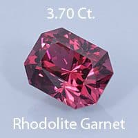 Rough version of Fancy Brilliant Emerald Cut Rhodolite Garnet