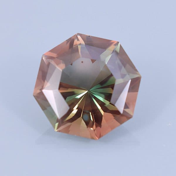 Finished version of Fancy Barion Octagon Cut Dichroic Oregon Sunstone