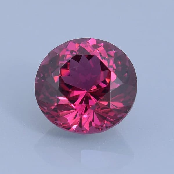 Finished version of Portuguese Brilliant Cut Rhodolite Garnet