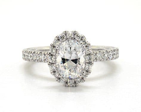 14K White Gold Tradition Oval Halo Engagement Ring by Verragio