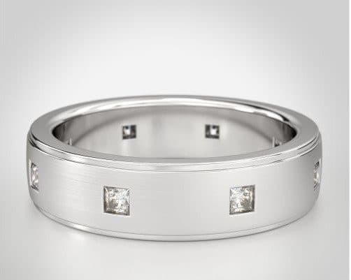 Satin Princess Diamond Men's Wedding Band