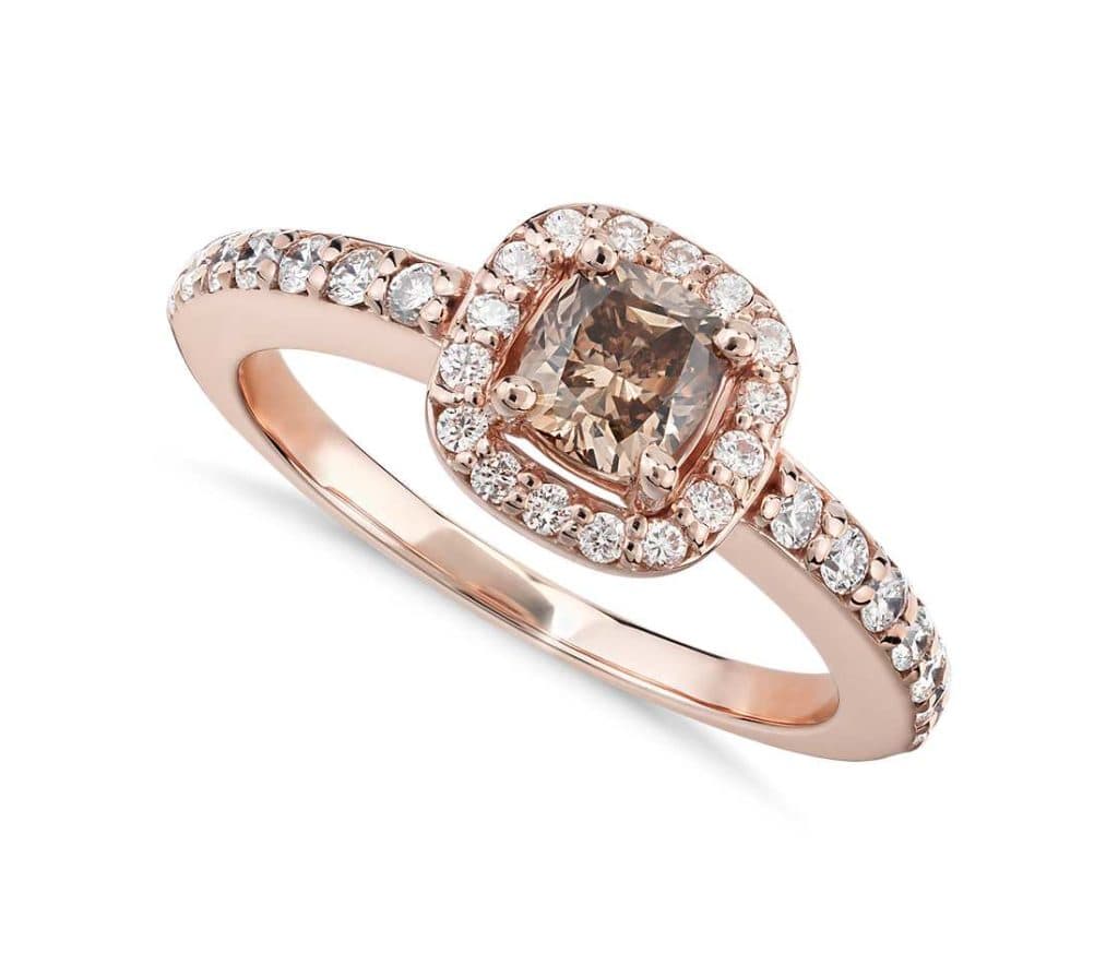 Champagne Halo Diamond Ring Blue NIle