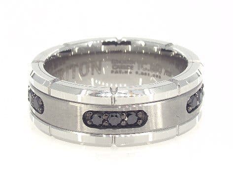 White Tungsten Carbide 8MM Black Diamond Band by TRITON James Allen