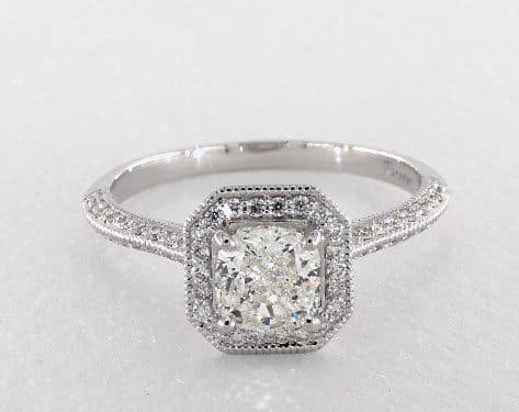 1.20 carat Cushion Modified cut Halo engagement ring IN 14K White Gold James Allen