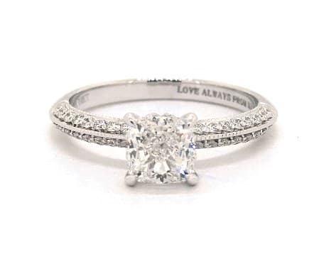 1.20 carat Cushion Modified cut Pave engagement ring IN 14K White Gold James Allen