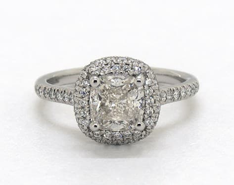 1.72 carat Cushion Modified cut Halo engagement ring in Platinum James Allen