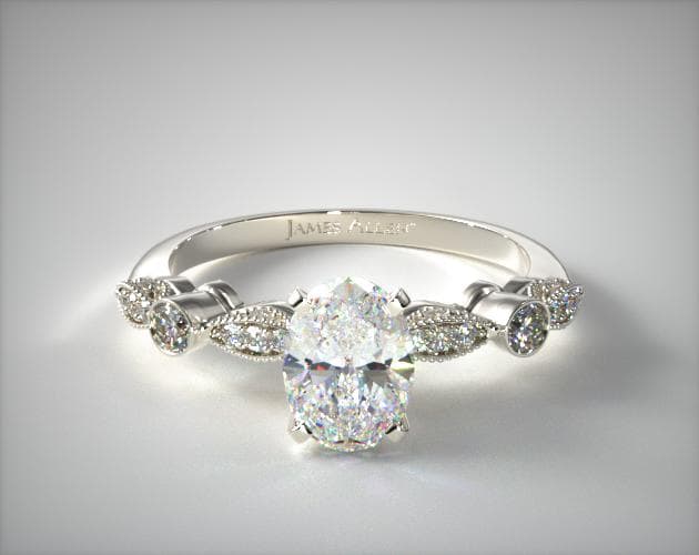 18K White Gold Antique Bezel and Pave Set Engagement Ring James Allen