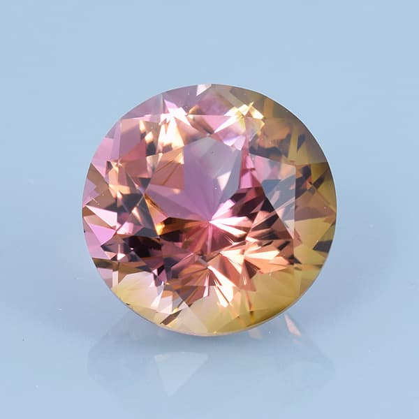 Finished version of Custom Round Brilliant Cut Bi-Color Tourmaline