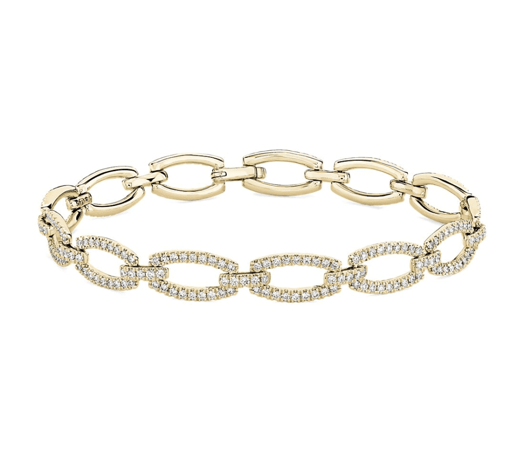Diamond Link Bracelet 14k yellow gold blue nile